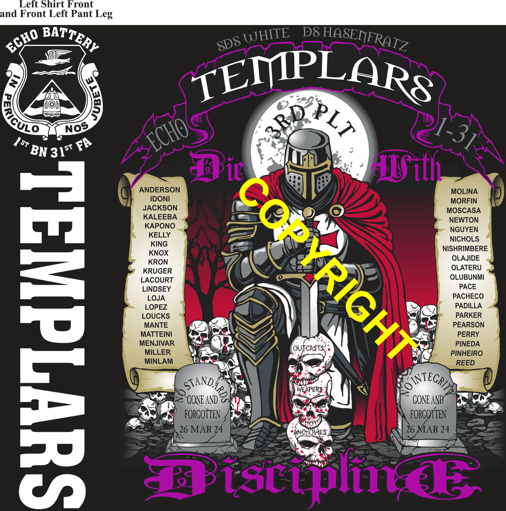 Platoon Items (direct-to-garment print) ECHO 1st 31st TEMPLARS 3rd PLATOON MAY 2026 GRADUATED 5-29-2026