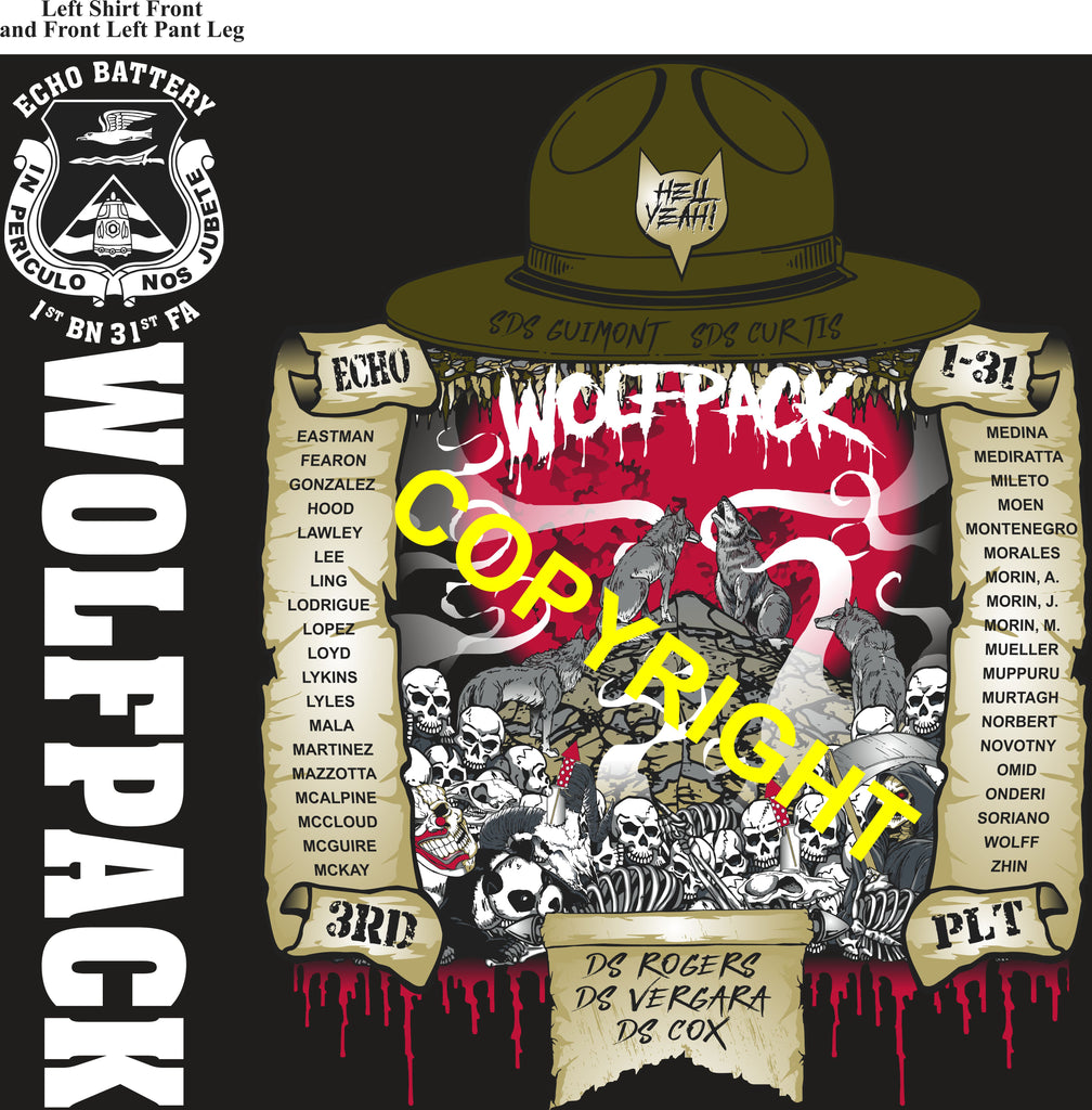 Platoon Items (direct-to-garment print) ECHO 1st 31st WOLFPACK 3rd PLATOON AUG 2026 PRE-SALE GRADUATING 8-21-2026