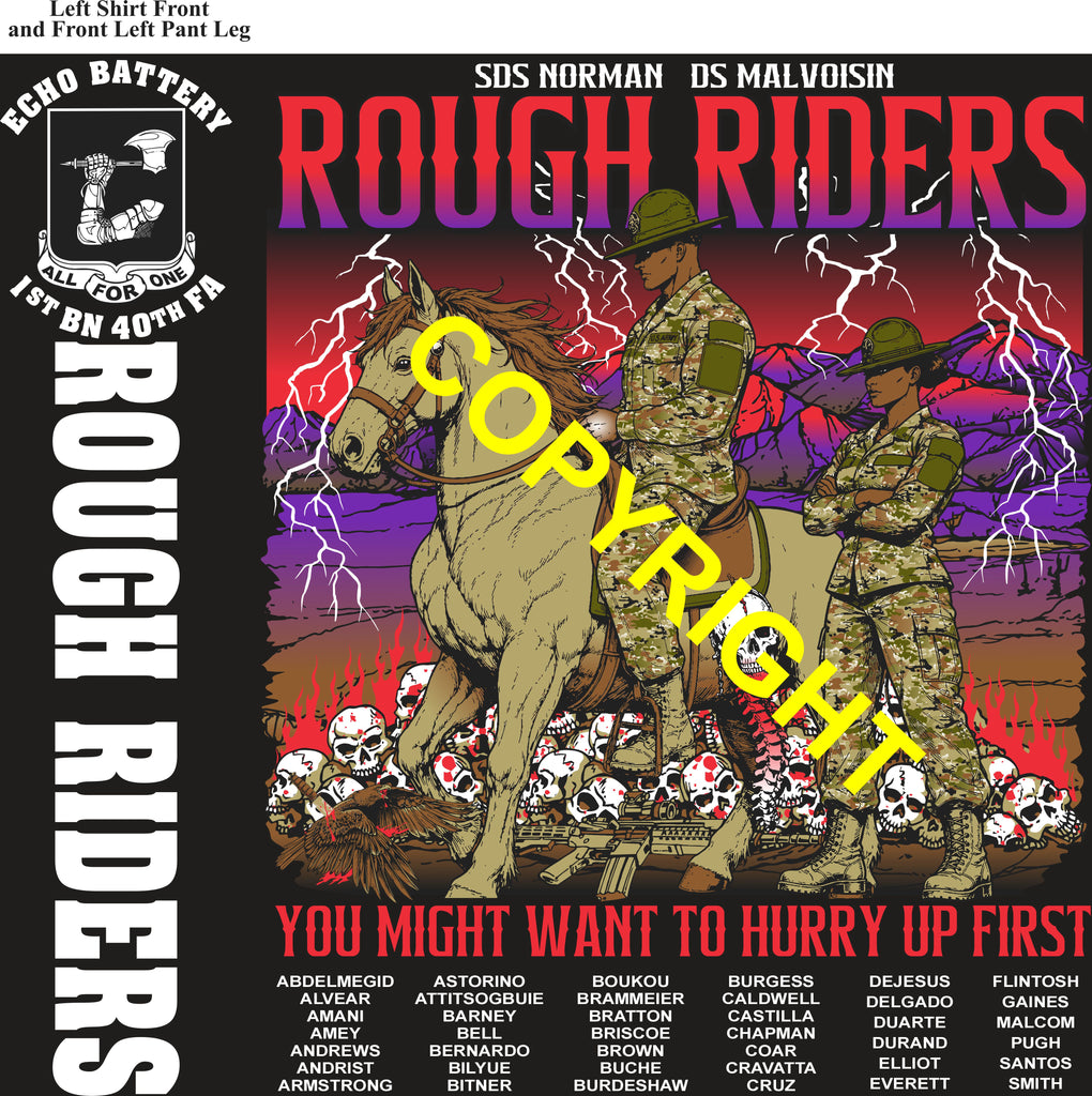 Platoon Items (direct-to-garment print) ECHO 1st 40th ROUGH RIDERS 1st PLATOON AUG 2026 PRE-SALE GRADUATING 8-14-2026