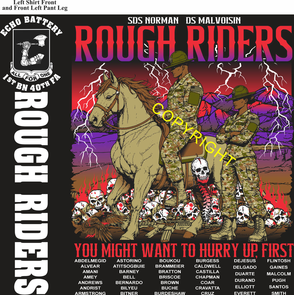 Platoon Items (direct-to-garment print) ECHO 1st 40th ROUGH RIDERS 1st PLATOON AUG 2026 GRADUATED 8-14-2026