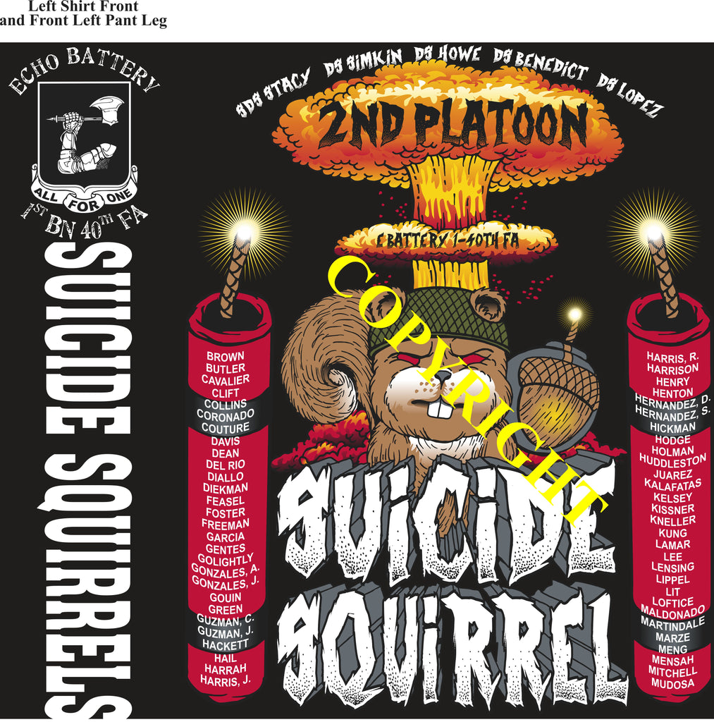 Platoon Items (direct-to-garment print) ECHO 1st 40th SUICIDE SQUIRRELS 2nd PLATOON AUG 2024