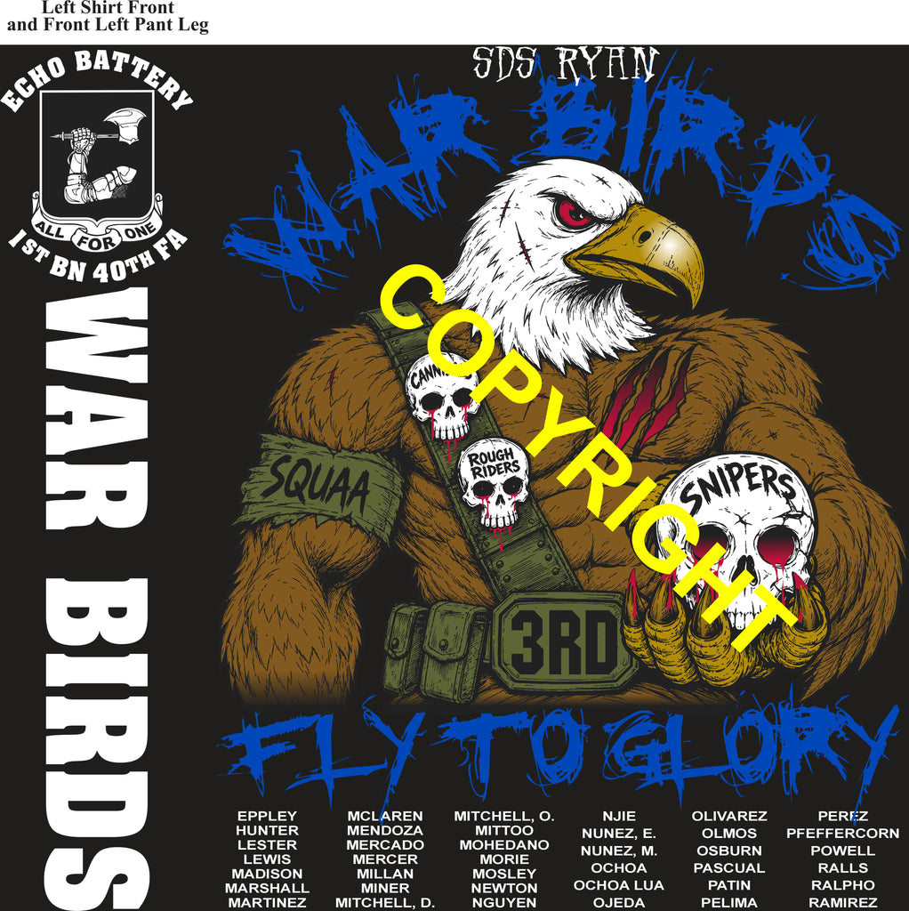 Platoon Items (direct-to-garment print) ECHO 1st 40th WAR BIRDS 3rd PLATOON AUG 2026 PRE-SALE GRADUATING 8-14-2026