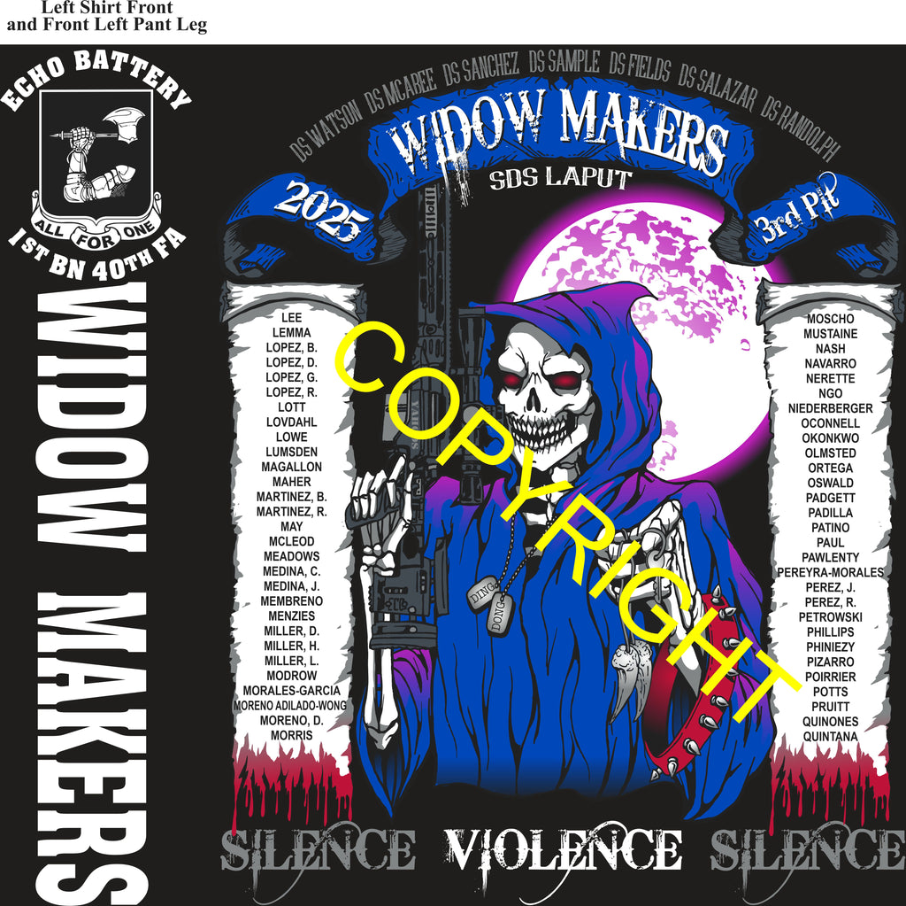 Platoon Items ECHO 1st 40th WIDOW MAKERS 3rd PLATOON AUG 2025 GRADUATED 8-22-2025