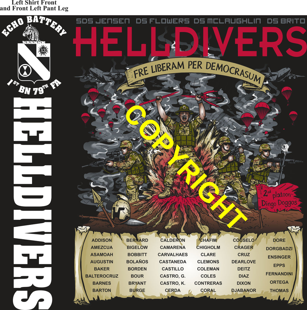 Platoon Items (direct-to-garment print) ECHO 1st 79th HELLDIVERS 1st PLATOON MAR 2026 PRE-SALE GRADUATING 3-20-2026