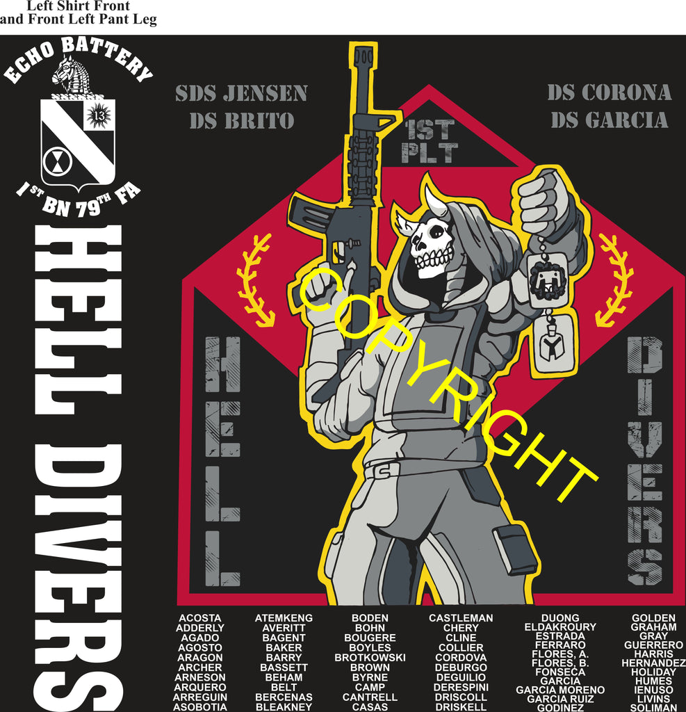 Platoon Items (direct-to-garment print) ECHO 1st 79th HELL DIVERS 1st PLATOON NOV 2025 PRE-ORDER GRADUATING 11-21-2025