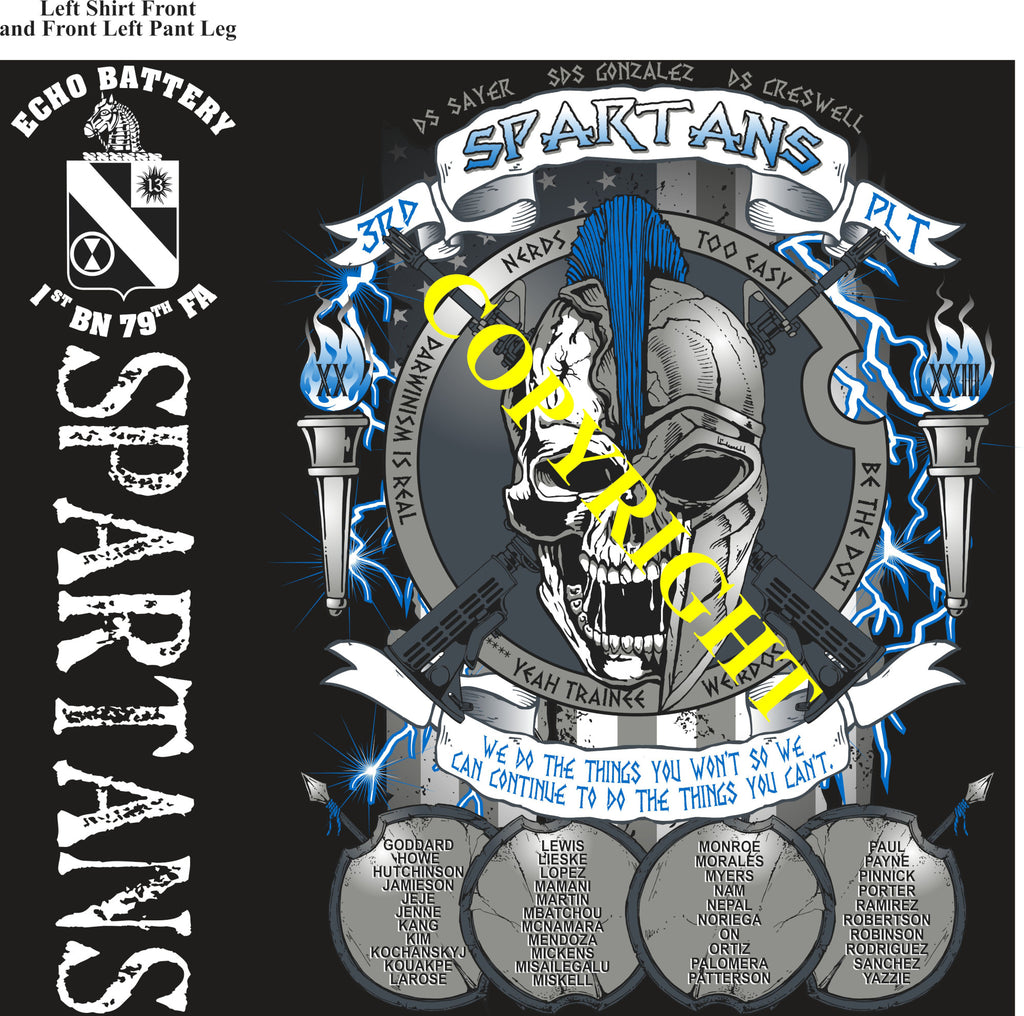 Platoon Items (2nd generation print) ECHO 1st 79th SPARTANS 3rd PLATOON JULY 2023