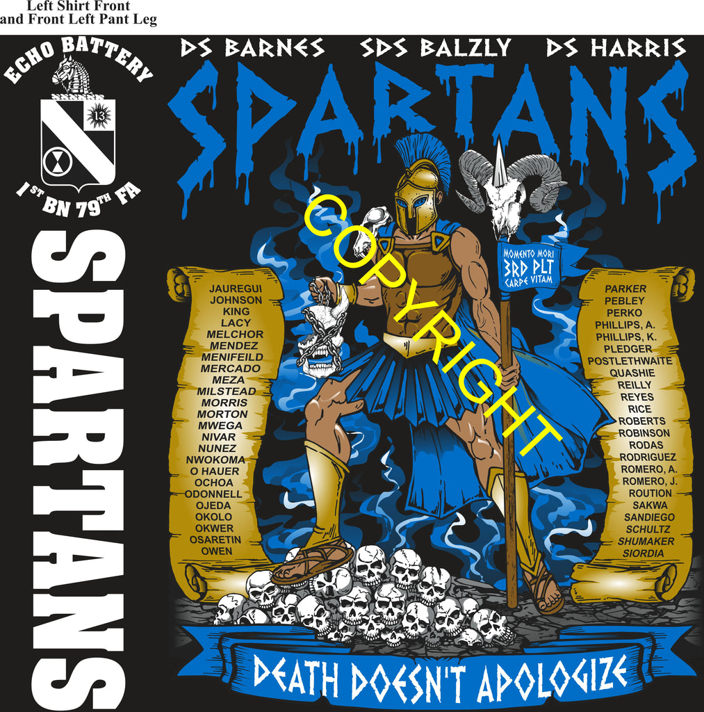 Platoon Items (direct-to-garment print) ECHO 1st 79th SPARTANS 3rd PLATOON JUN 2026 PRE-SALE GRADUATING 6-26-2026