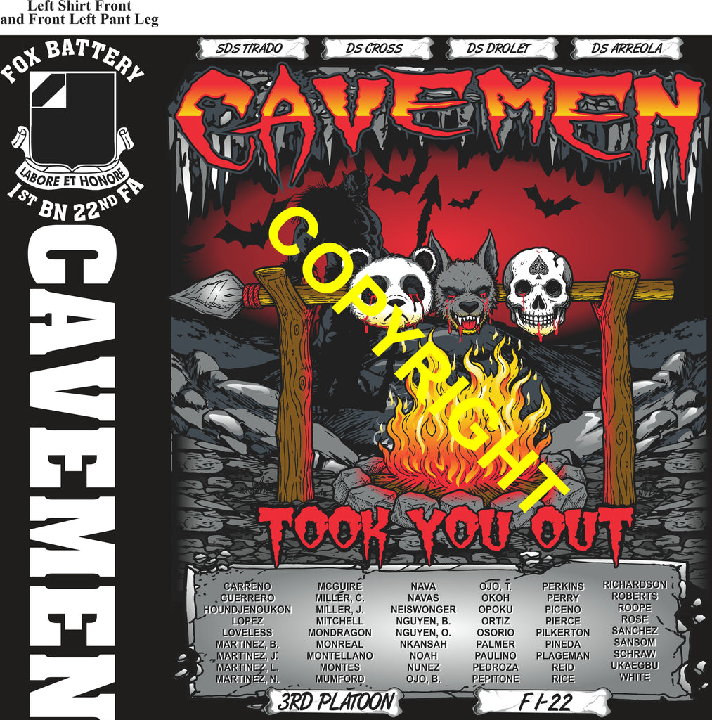 Platoon Items (direct-to-garment print) FOX 1st 22nd CAVEMEN 3rd PLATOON JUL 2026 PRE-SALE GRADUATING 7-31-2026