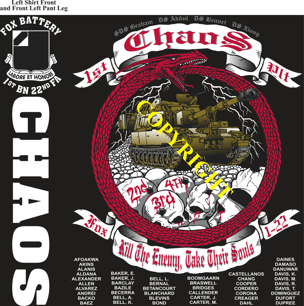 Platoon Items (direct-to-garment print) FOX 1st 22nd CHAOS 1st PLATOON JULY 2025 GRADUATED 7-11-25