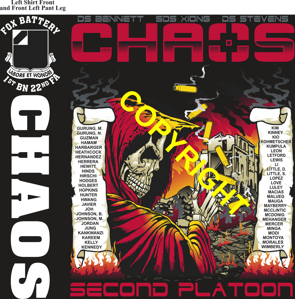 Platoon Items (direct-to-garment print) FOX 1st 22nd CHAOS 2nd PLATOON JAN 2026 PRE-ORDER GRADUATING 1-23-2026
