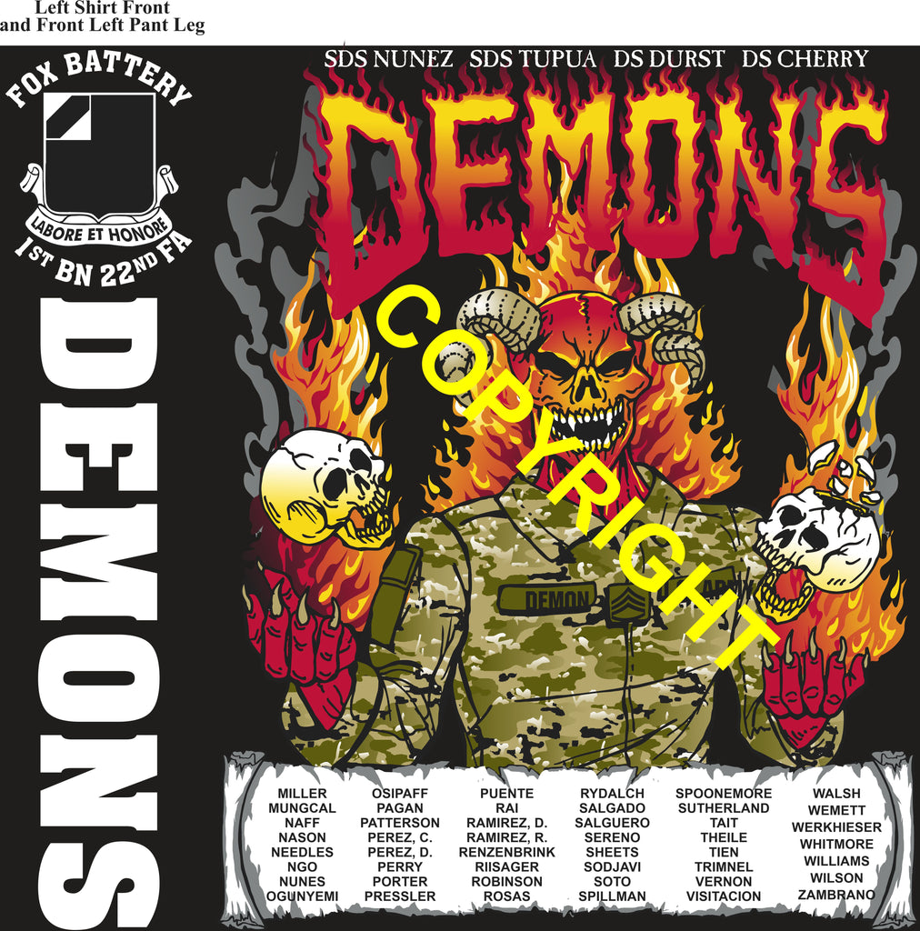 Platoon Items (direct-to-garment print) FOX 1st 22nd DEMONS 3rd PLATOON JAN 2026 PRE-ORDER GRADUATING 1-23-2026