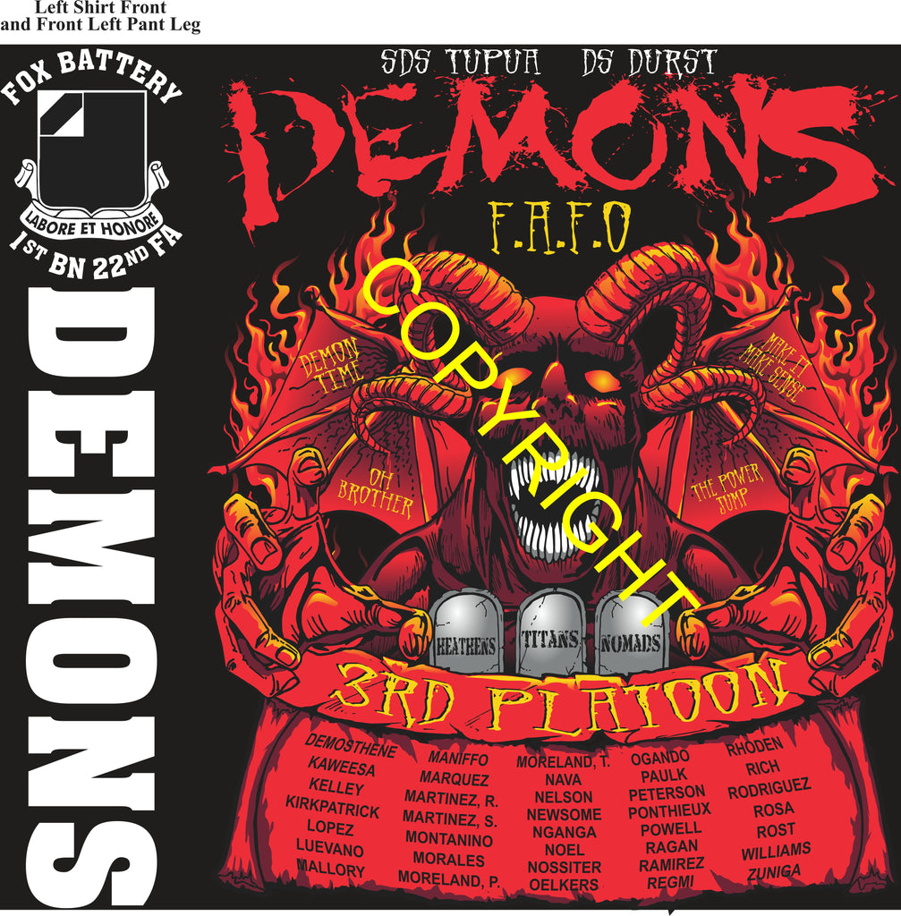 Platoon Items (direct-to-garment print) FOX 1st 22nd DEMONS 3rd PLATOON OCT 2025 PRE-ORDER GRADUATING 10-3-2025