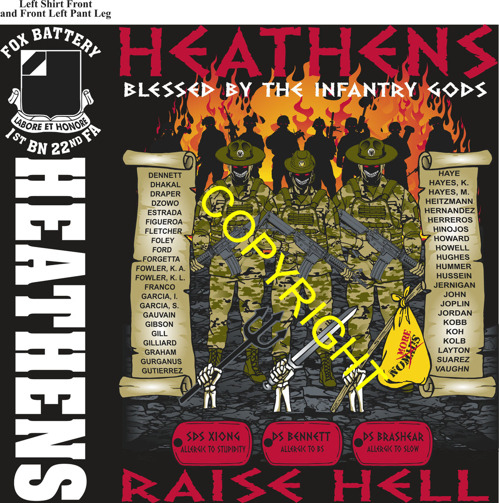 Platoon Items (direct-to-garment print) FOX 1st 22nd HEATHENS 2nd PLATOON OCT 2025 PRE-ORDER GRADUATING 10-3-2025