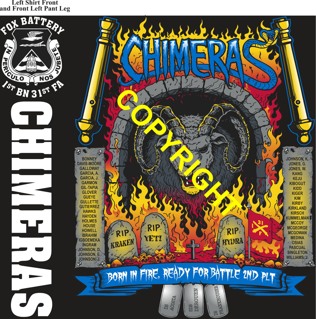 Platoon Items (direct-to-garment print) FOX 1st 31st CHIMERAS 2nd PLATOON MAR 2026 PRE-SALE GRADUATING 3-27-2026