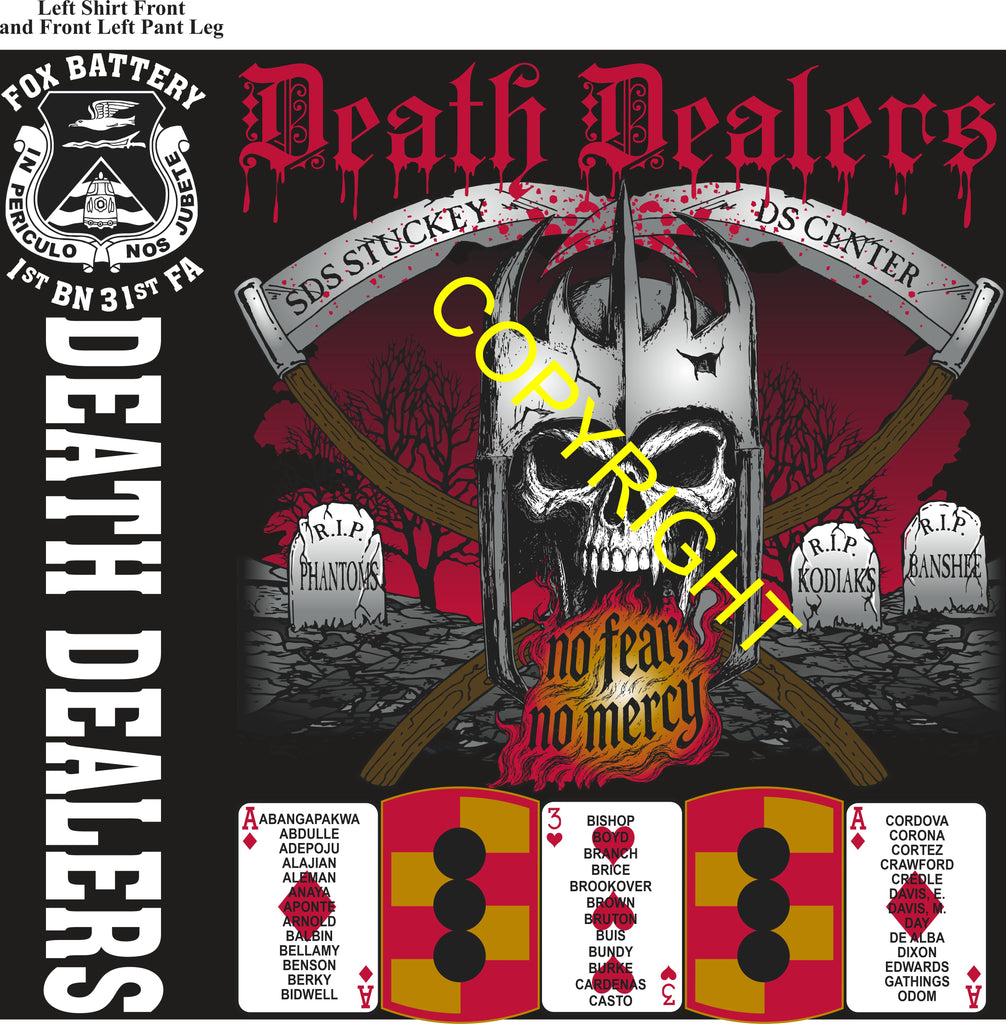 Platoon Items (direct-to-garment print) FOX 1st 31st DEATH DEALERS 1st PLATOON JUN 2026 PRE-SALE GRADUATING 6-26-2026