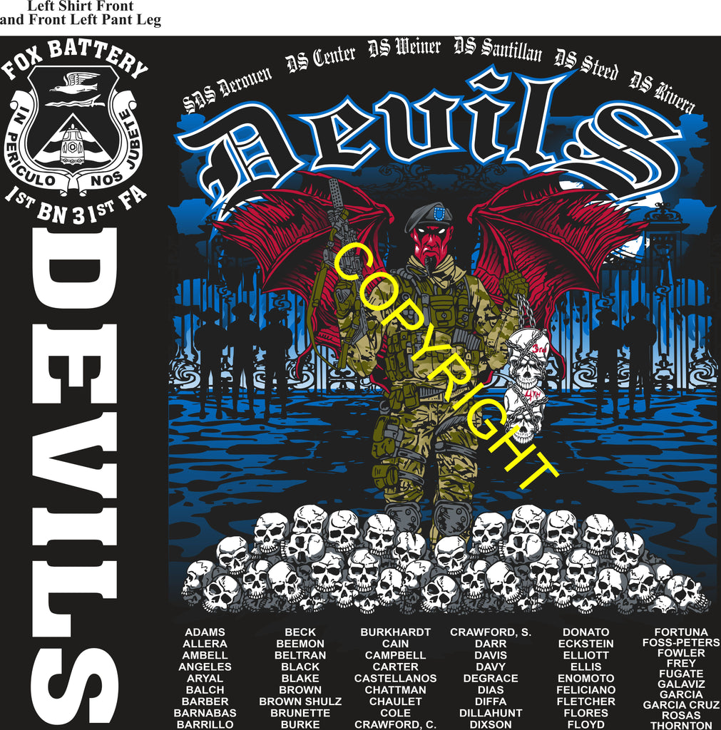Platoon Items (direct-to-garment print) FOX 1st 31st DEVILS 2nd PLATOON NOV 2025 PRE-ORDER GRADUATING 11-26-2025