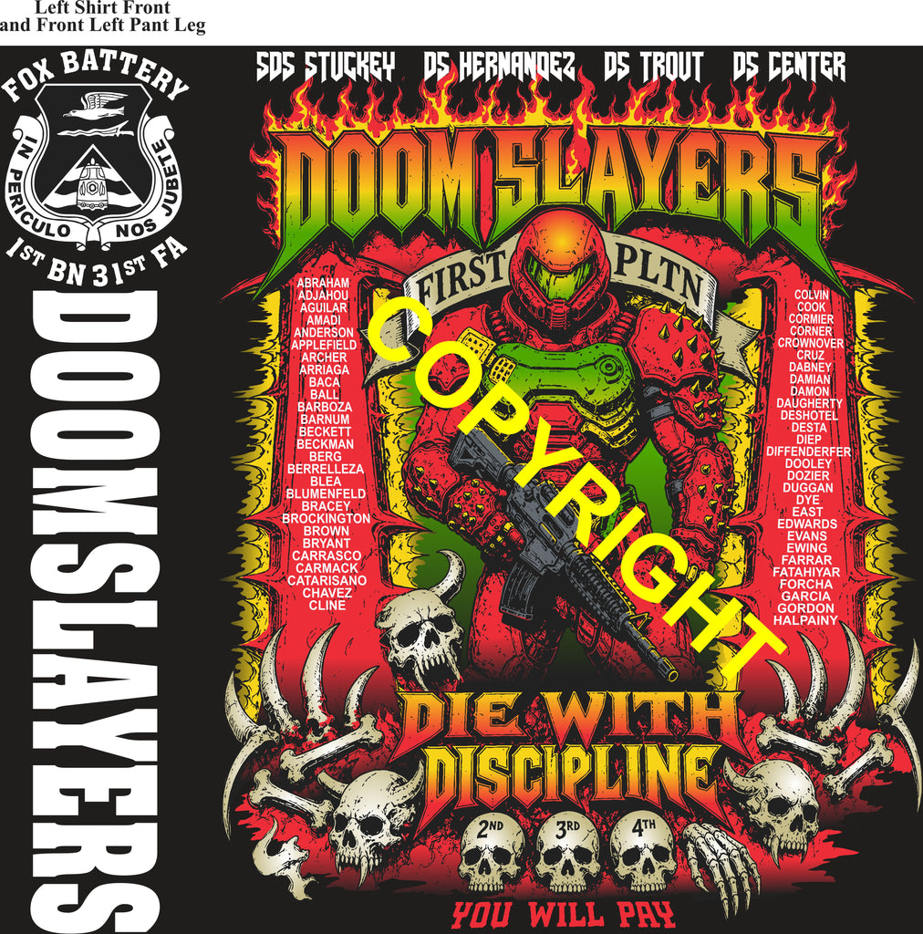 Platoon Items (direct-to-garment print) FOX 1st 31st DOOM SLAYERS 1st PLATOON SEPT 2026 PRE-SALE GRADUATING 9-18-2026