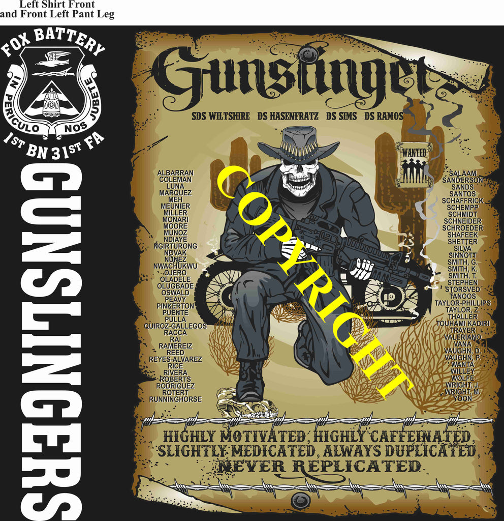 Platoon Items (direct-to-garment print) FOX 1st 31st GUNSLINGERS 4th PLATOON MAR 2025 3-20-2025