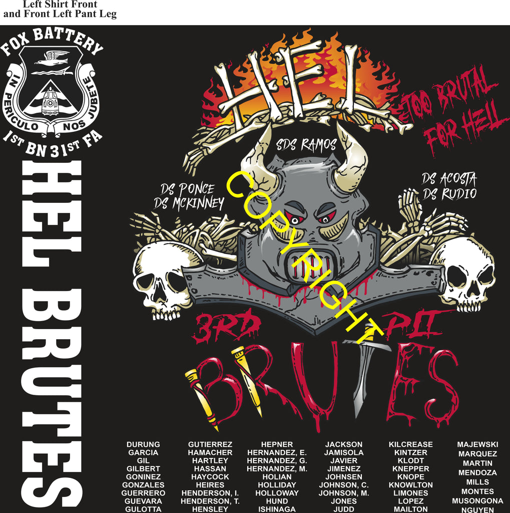 Platoon Items (direct-to-garment print) FOX 1st 31st HEL BRUTES 3rd PLATOON NOV 2025 PRE-ORDER GRADUATING 11-26-2025