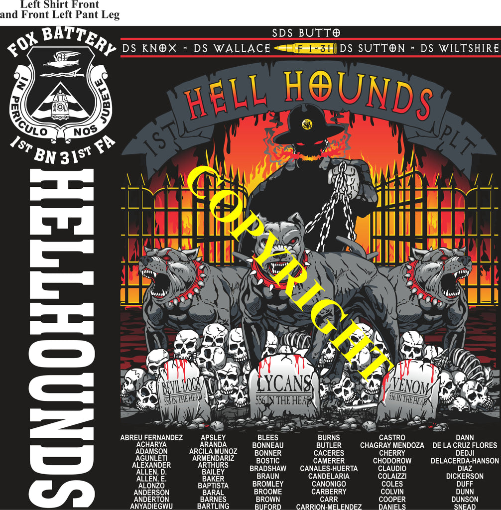 Platoon Items (direct-to-garment print) FOX 1st 31st HELL HOUNDS 1st PLATOON NOV 2024