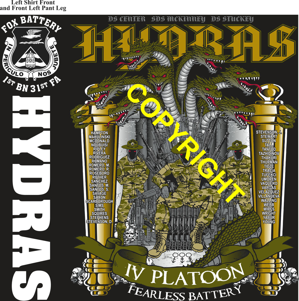 Platoon Items (direct-to-garment print) FOX 1st 31st HYDRAS 4th PLATOON MAR 2026 PRE-SALE GRADUATING 3-27-2026