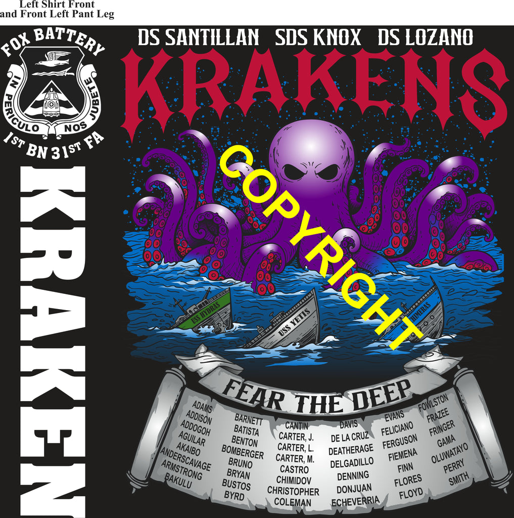 Platoon Items (direct-to-garment print) FOX 1st 31st KRAKEN 1st PLATOON MAR 2026 GRADUATED 3-27-2026