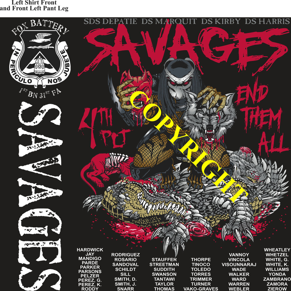 Platoon Items (2nd generation print) FOXTROT 1st 31st SAVAGES 4th PLATOON MAR 2024