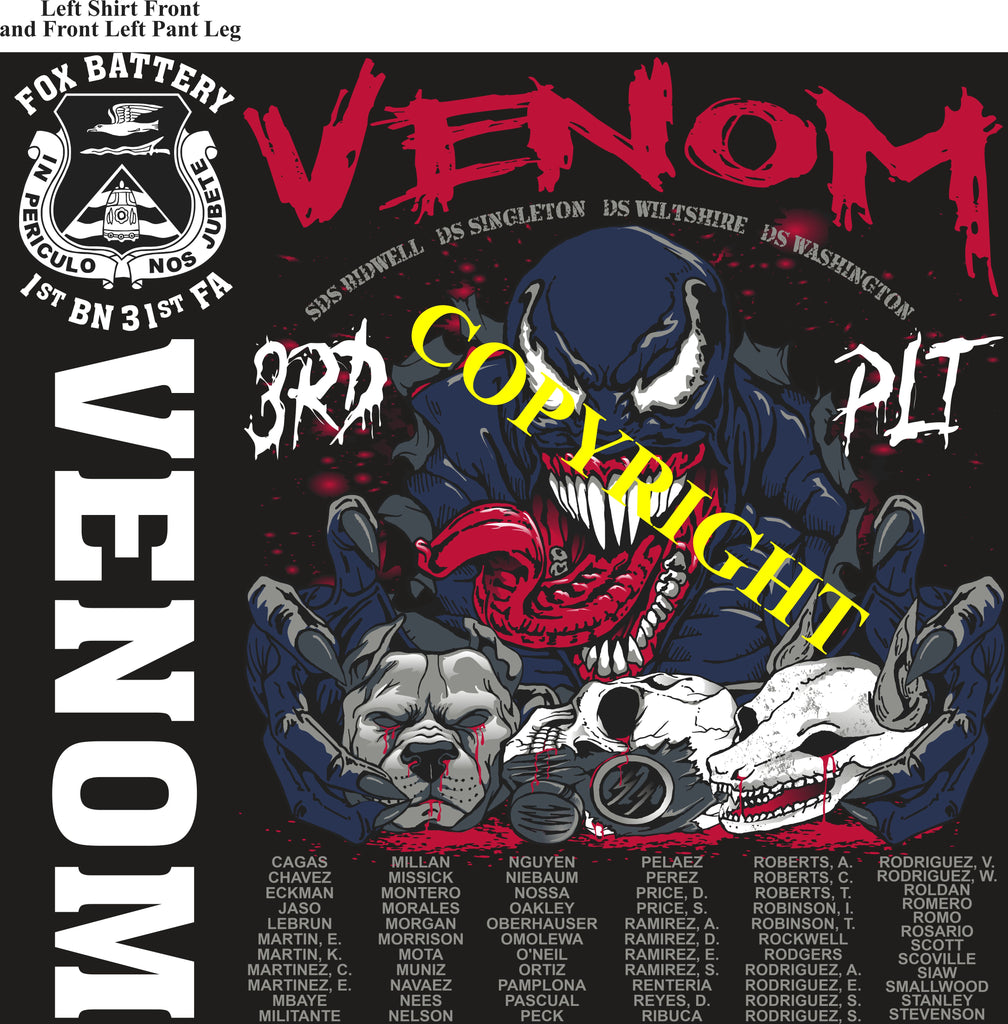 Platoon Items (direct-to-garment print) FOX 1st 31st VENOM 3rd PLATOON AUG 2024