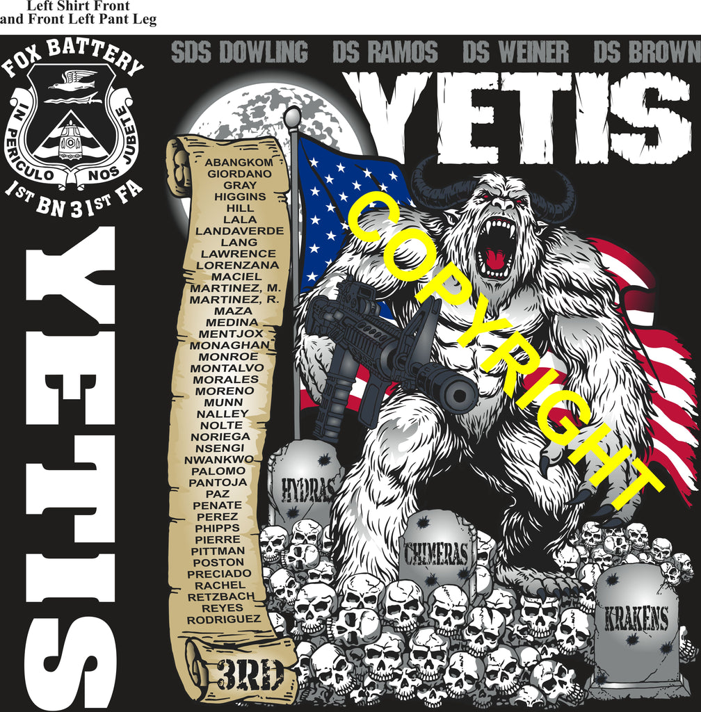 Platoon Items (direct-to-garment print) FOX 1st 31st YETIS 3rd PLATOON MAR 2026 PRE-SALE GRADUATING 3-27-2026