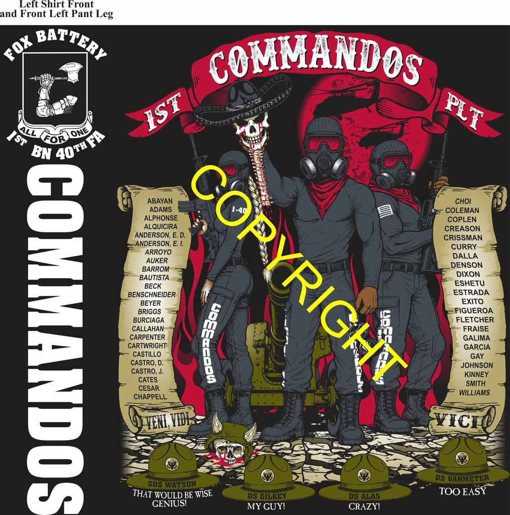 Platoon Items (direct-to-garment print) FOX 1st 40th COMMANDOS 1st PLATOON AUG 2026 PRE-SALE GRADUATING 8-7-2026