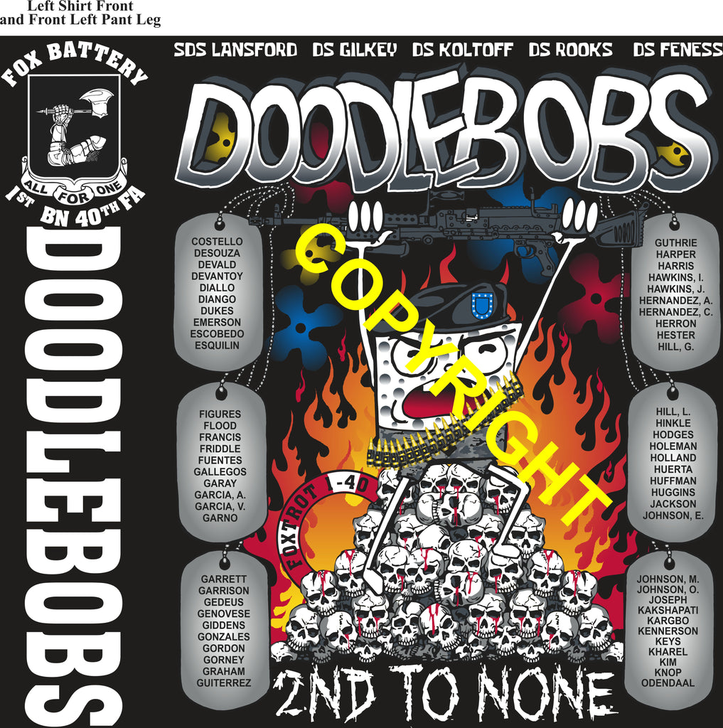 Platoon Items (direct-to-garment print) FOX 1st 40th DOODLEBOBS 2nd PLATOON JAN 2026 PRE-ORDER GRADUATING 1-23-2026