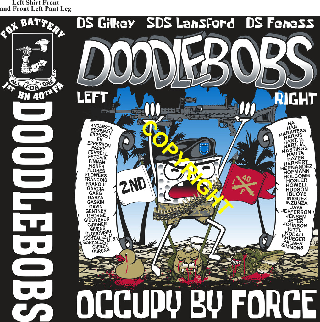 Platoon Items (direct-to-garment print) FOX 1st 40th DOODLEBOBS 2nd PLATOON SEPT 2025 GRADUATED 9-19-2025
