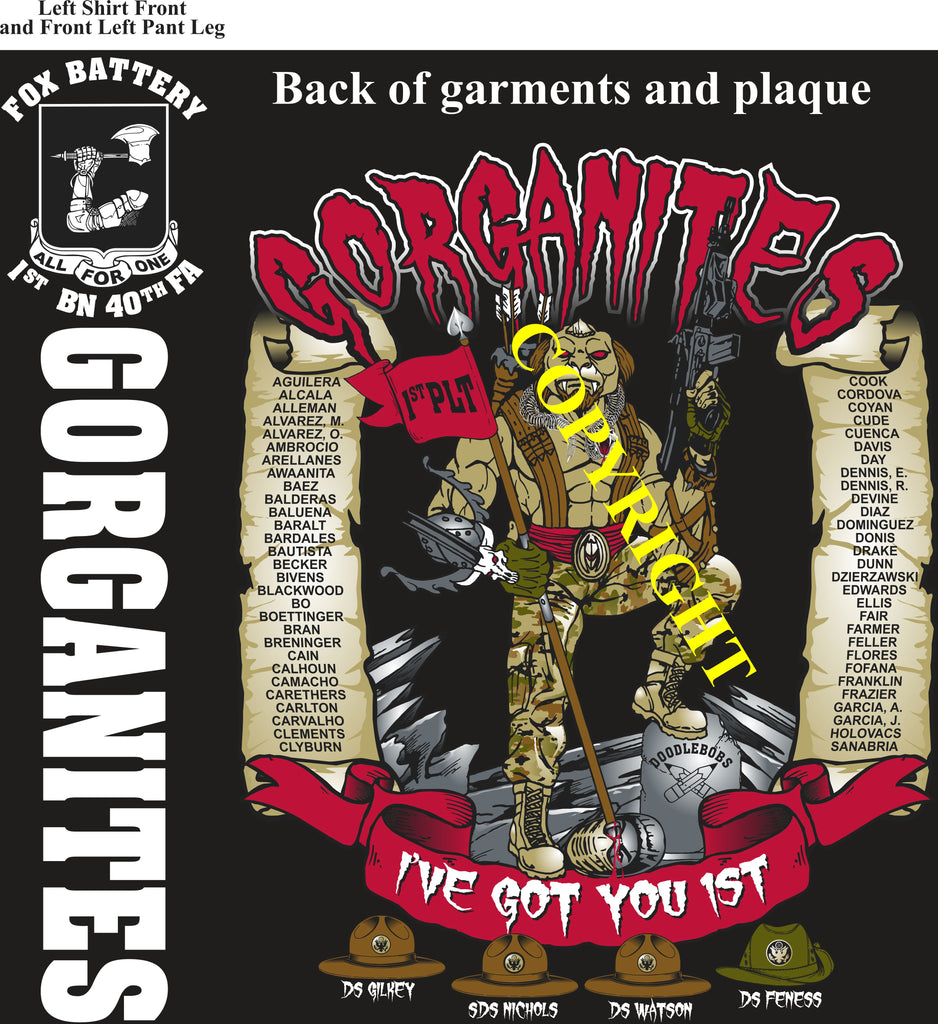 Platoon Items (direct-to-garment print) FOX 1st 40th GORGONITES 1st PLATOON JUN 2025 GRADUATED 6-27-25