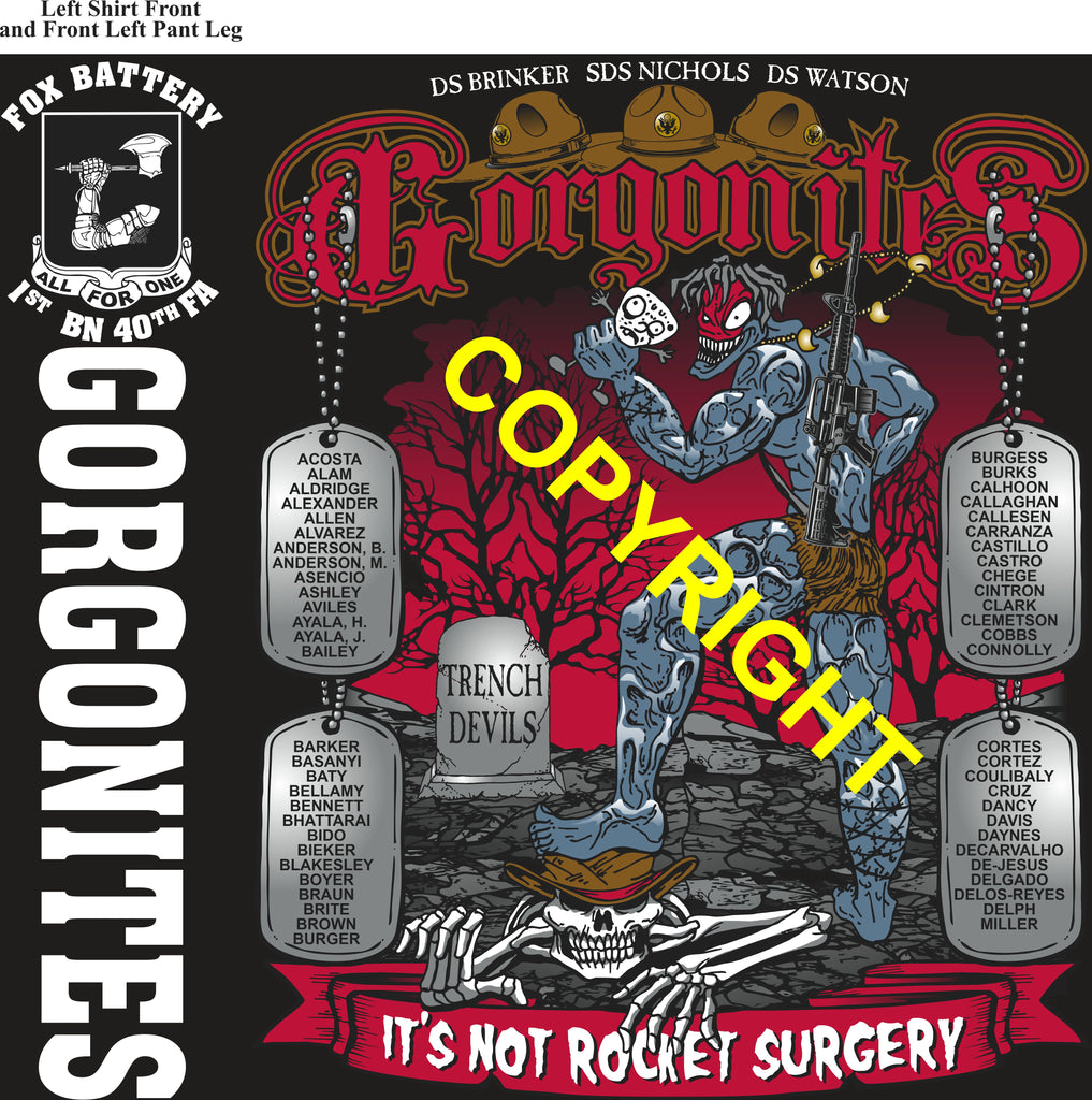 Platoon Items (direct-to-garment print) FOX 1st 40th GORGONITES 1st PLATOON JAN 2026 PRE-ORDER GRADUATING 1-23-2026