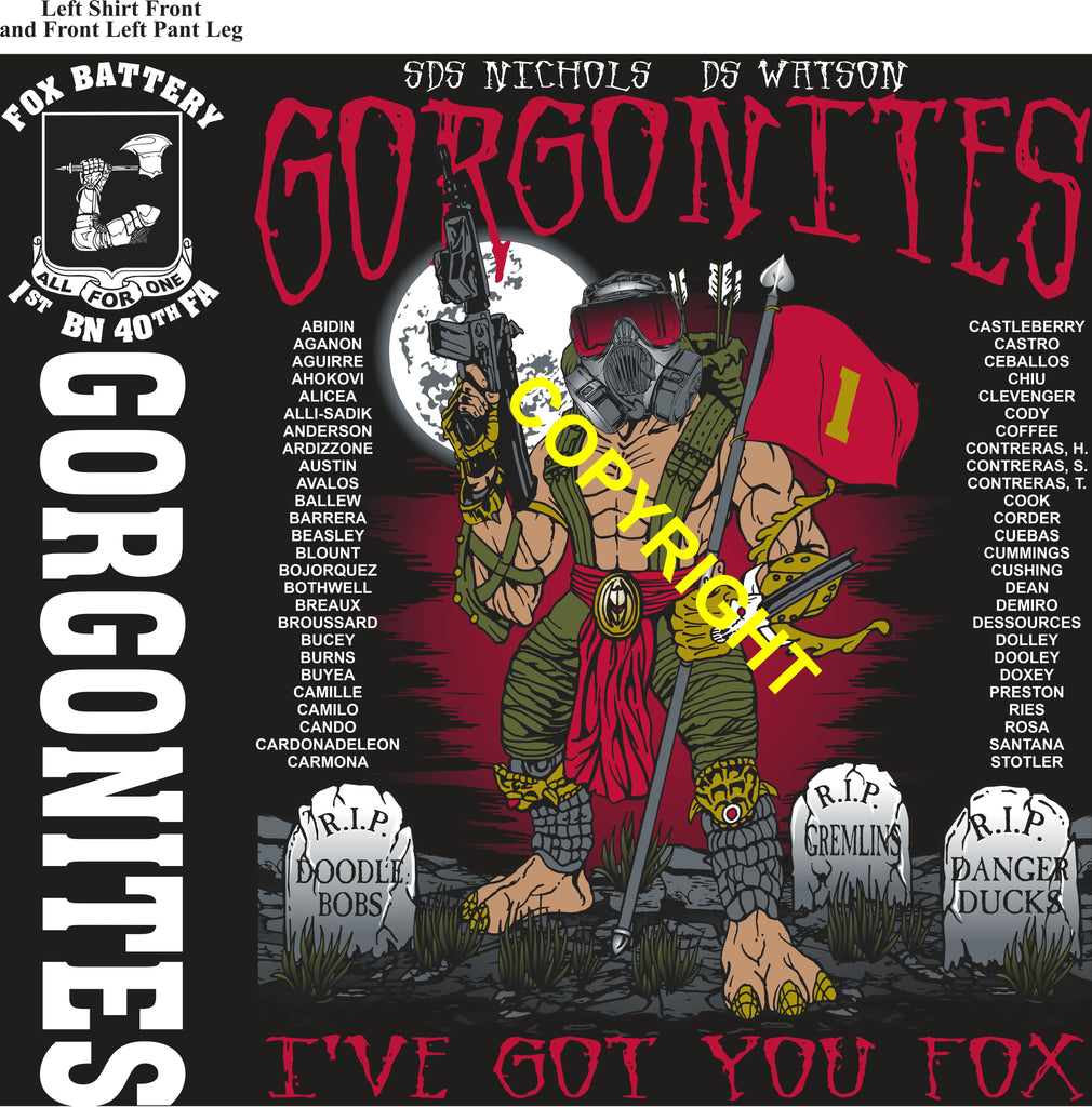 Platoon Items (direct-to-garment print) FOX 1st 40th GORGONITES 1st PLATOON SEPT 2025 GRADUATED 9-19-2025