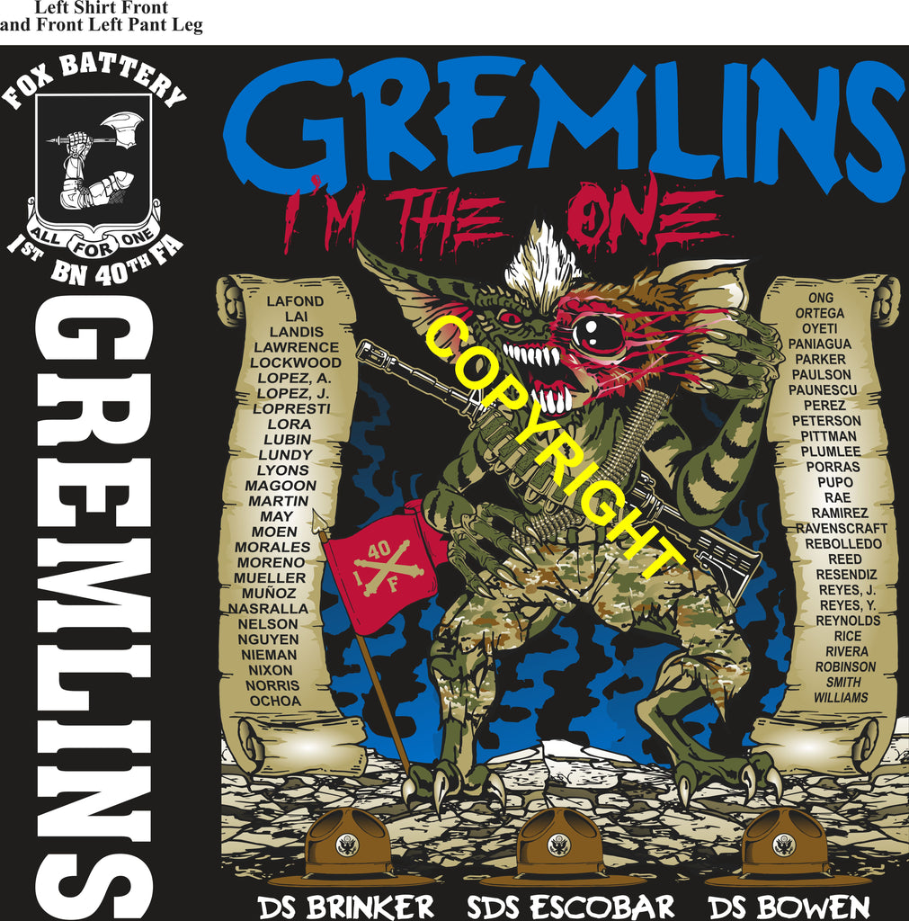 Platoon Items (direct-to-garment print) FOX 1st 40th GREMLINS 3rd PLATOON SEPT 2025 GRADUATED 9-19-2025