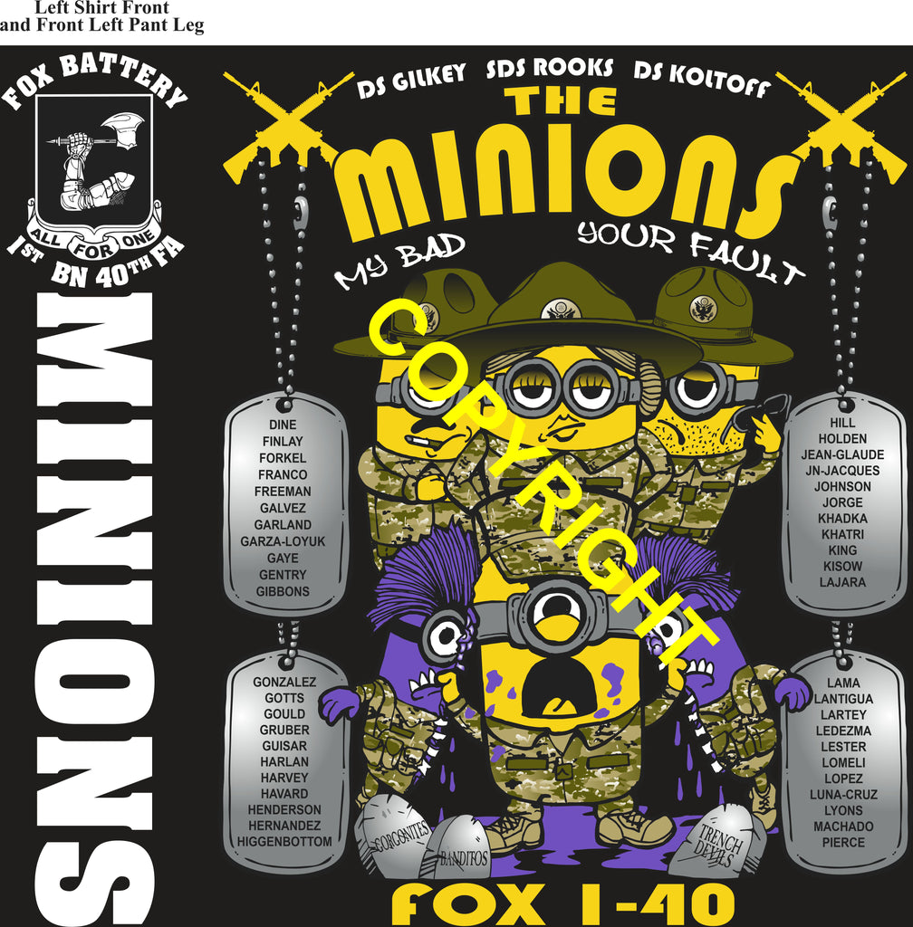 Platoon Items (direct-to-garment print) FOX 1st 40th MINIONS 2nd PLATOON MAY 2026 GRADUATED 5-8-2026