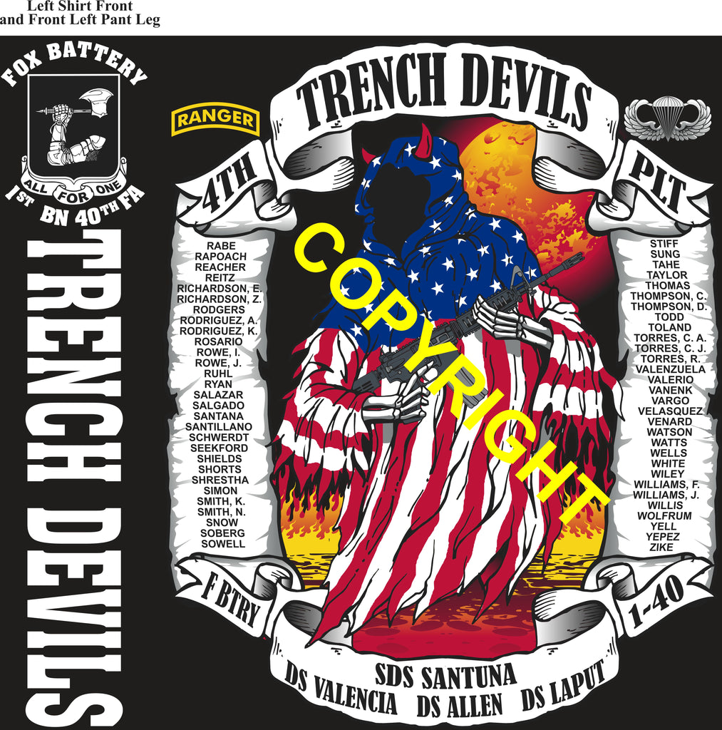 Platoon Items (direct-to-garment print) FOX 1st 40th TRENCH DEVILS 4th PLATOON JAN 2026 PRE-ORDER GRADUATING 1-23-2026
