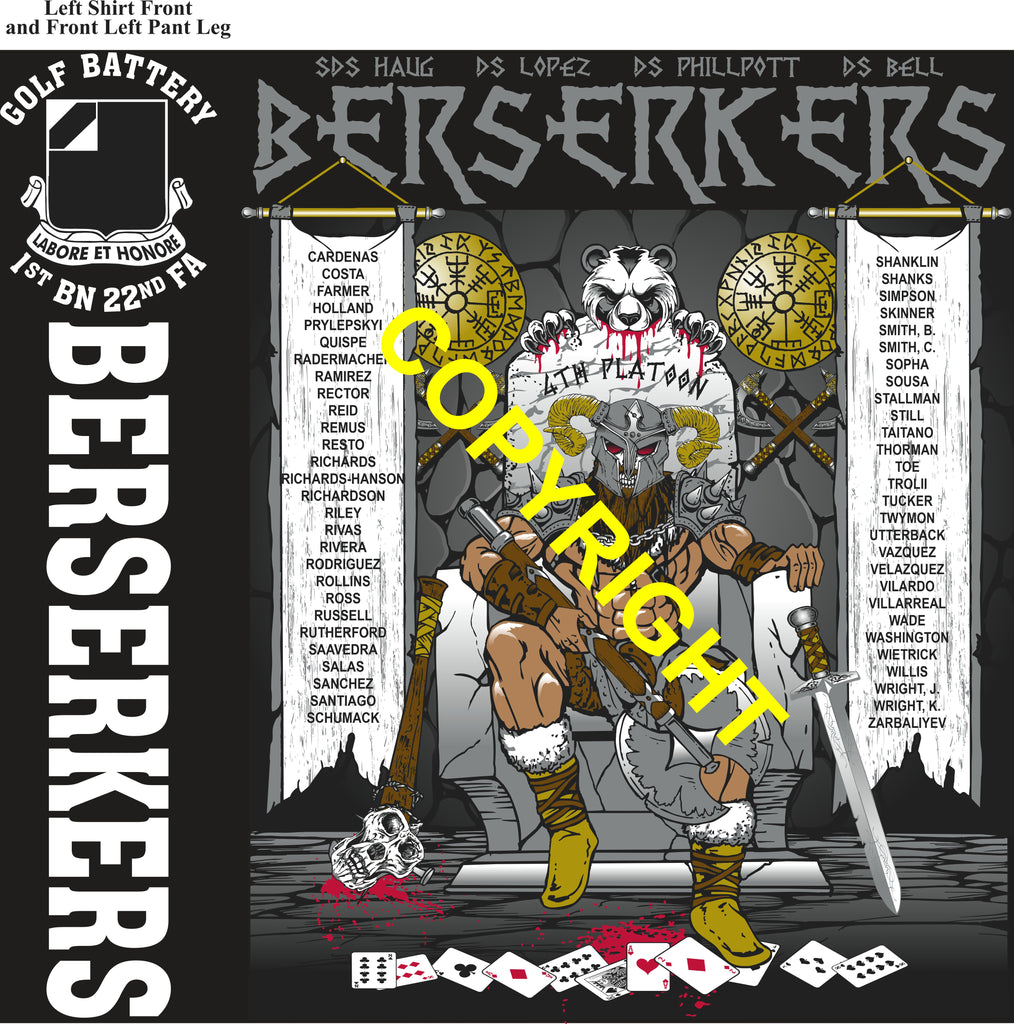 Platoon Items (direct-to-garment print) GOLF 1st 22nd BERSERKERS 4th PLATOON NOV 2025 PRE-ORDER GRADUATING 11-7-2025