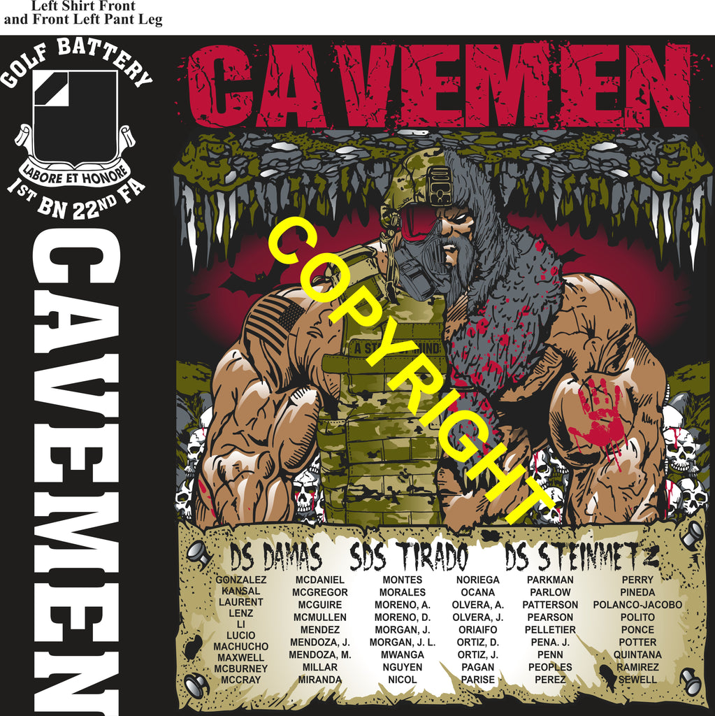 Platoon Items (direct-to-garment print) GOLF 1st 22nd CAVEMEN 3rd PLATOON NOV 2025 PRE-ORDER GRADUATING 11-7-2025
