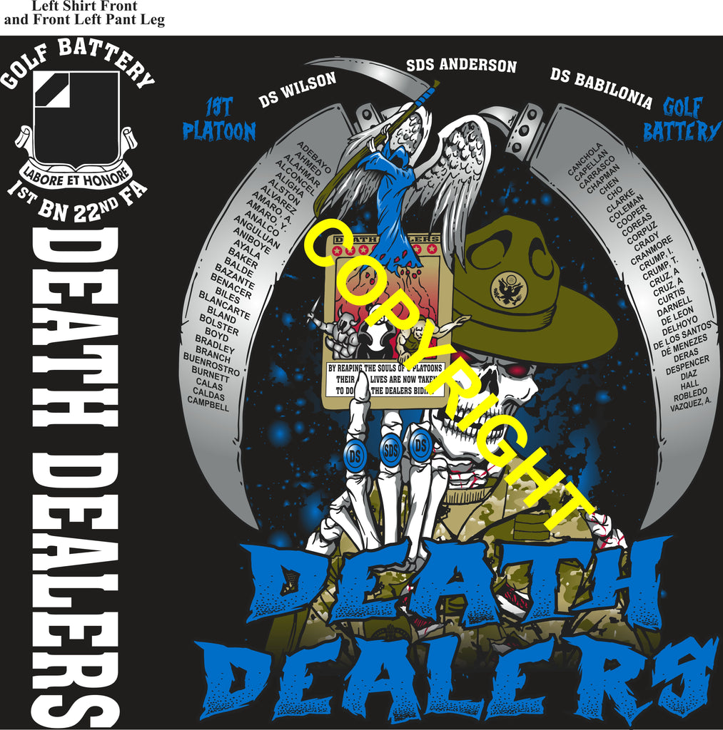 Platoon Items (direct-to-garment print) GOLF 1st 22nd DEATH DEALERS 1st PLATOON NOV 2025 PRE-ORDER GRADUATING 11-7-2025