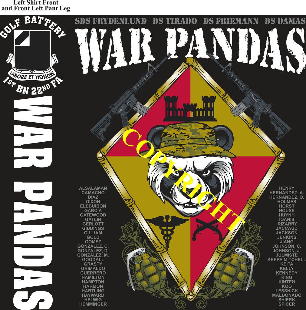 Platoon Items (direct-to-garment print) GOLF 1st 22nd WAR PANDAS 2nd PLATOON MAY 2025 GRADUATED 5-23-2025