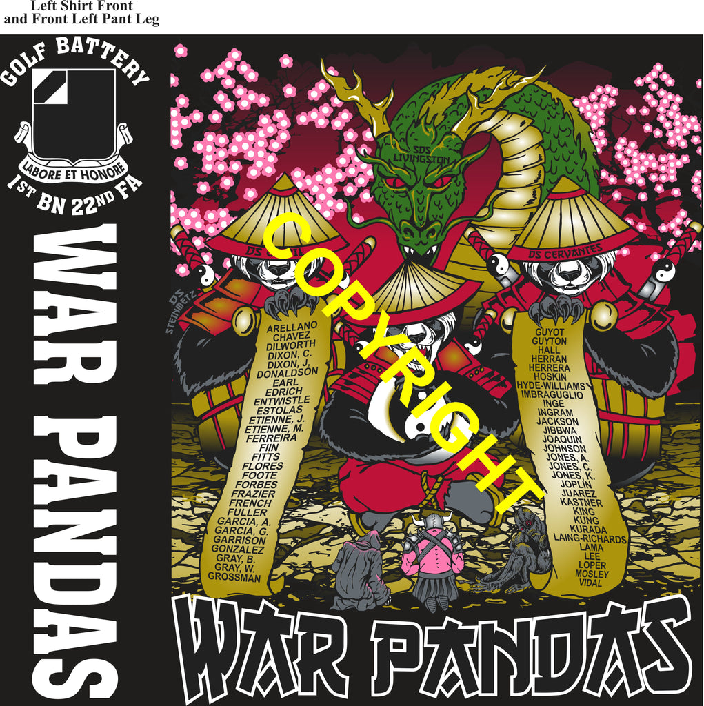 Platoon Items (direct-to-garment print) GOLF 1st 22nd WAR PANDAS 2nd PLATOON NOV 2025 PRE-ORDER GRADUATING 11-7-2025