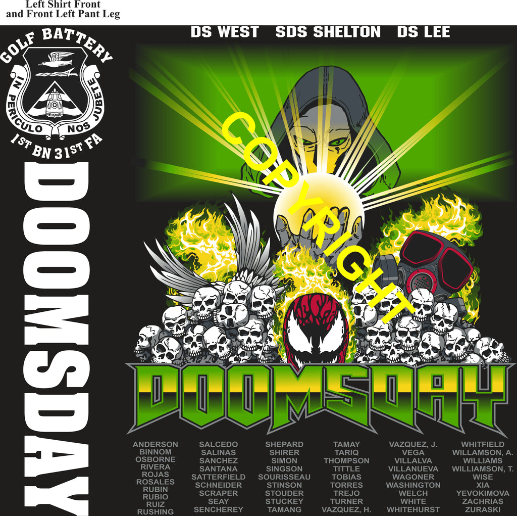 Platoon Items (direct-to-garment print) GOLF 1st 31st DOOMS DAY 4th PLATOON OCT 2025 PRE-ORDER GRADUATING 10-24-2025