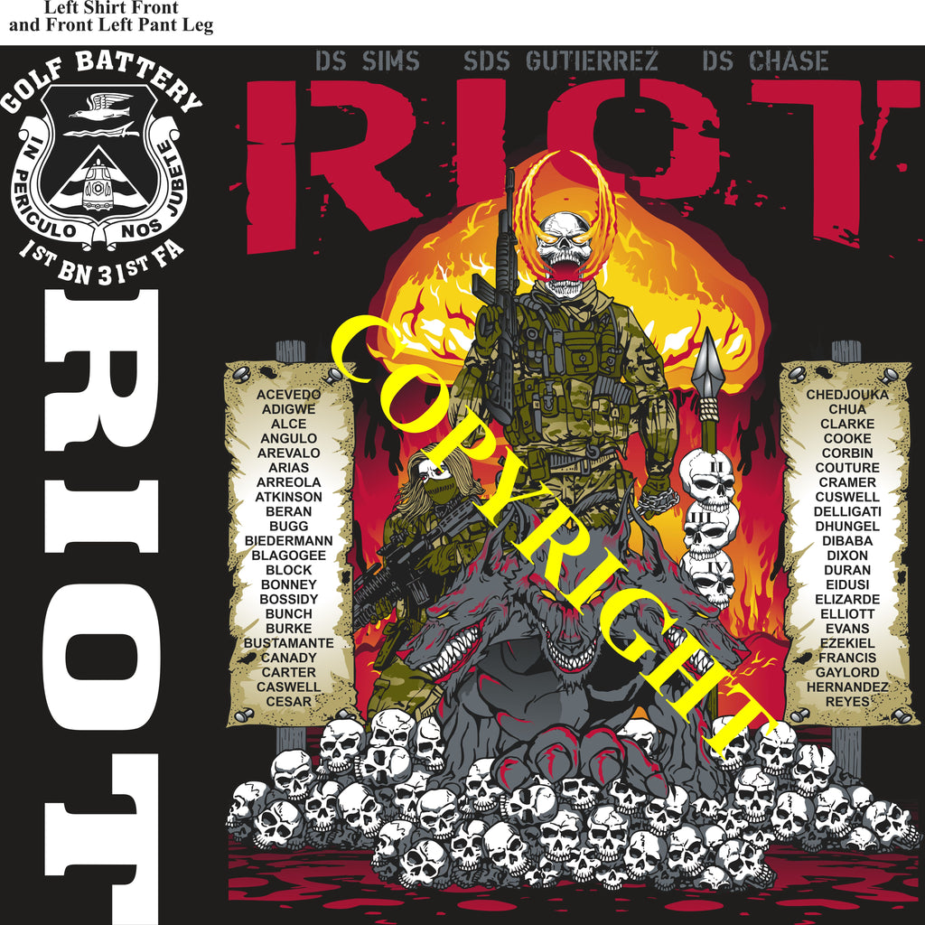 Platoon Items (direct-to-garment print) GOLF 1st 31st RIOT 1st PLATOON MAY 2025 GRADUATED 5-9-2025