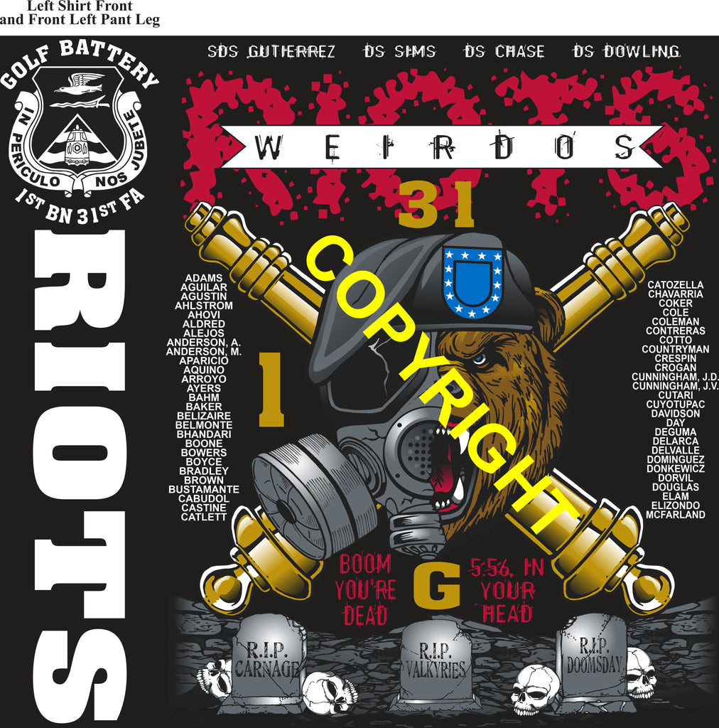 Platoon Items (direct-to-garment print) GOLF 1st 31st RIOTS 1st PLATOON OCT 2025 PRE-ORDER GRADUATING 10-24-2025