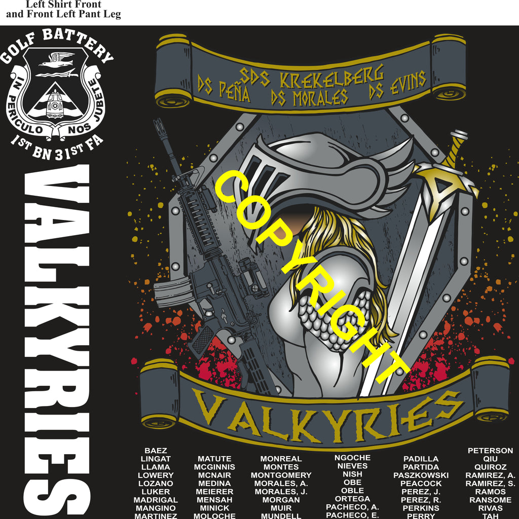 Platoon Items (direct-to-garment print) GOLF 1st 31st VALKYRIES 3rd PLATOON OCT 2025 PRE-ORDER GRADUATING 10-24-2025