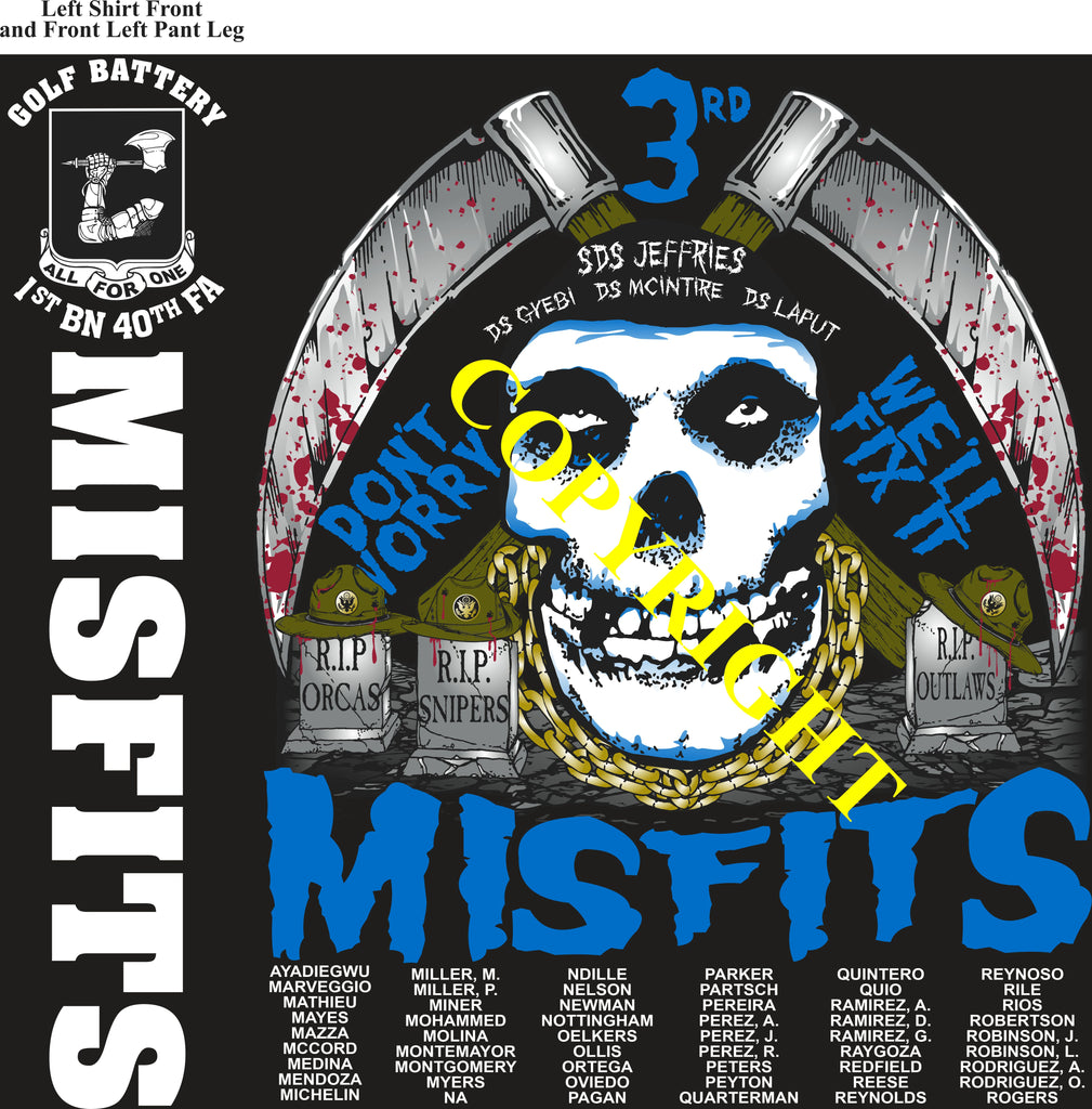 Platoon Items (direct-to-garment print) GOLF 1st 40th MISFITS 3rd PLATOON MAY 2025