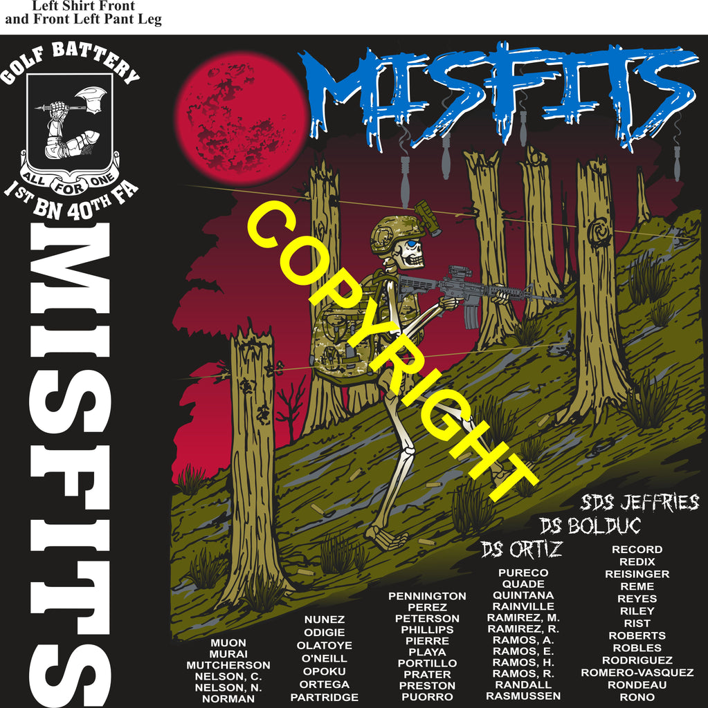 Platoon Items (direct-to-garment print) GOLF 1st 40th MISFITS 3rd PLATOON OCT 2025 GRADUATED 10-31-2025