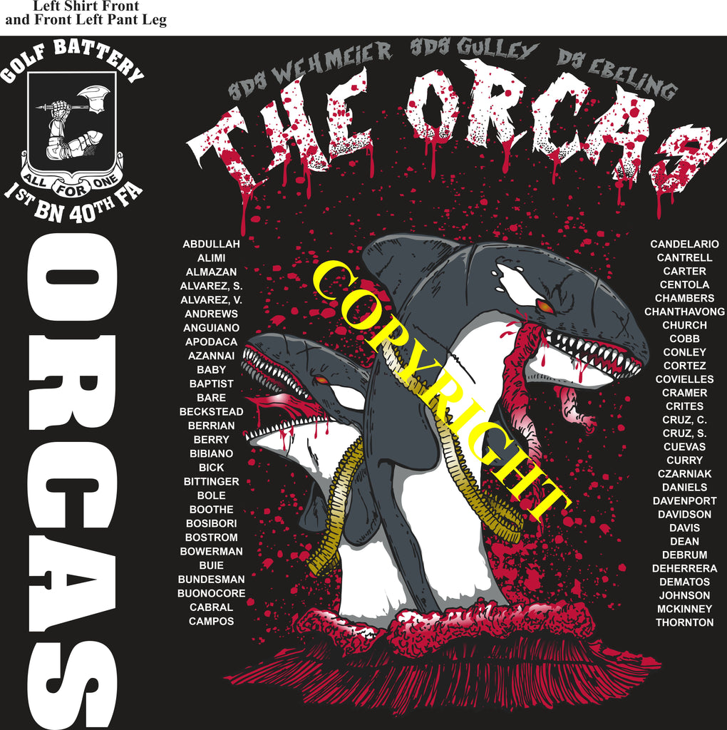 Platoon Items (direct-to-garment print) GOLF 1st 40th ORCAS 1st PLATOON MAY 2025